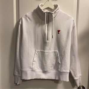 Ami Paris Ami de coeur half zip sweatshirt white size large women’s